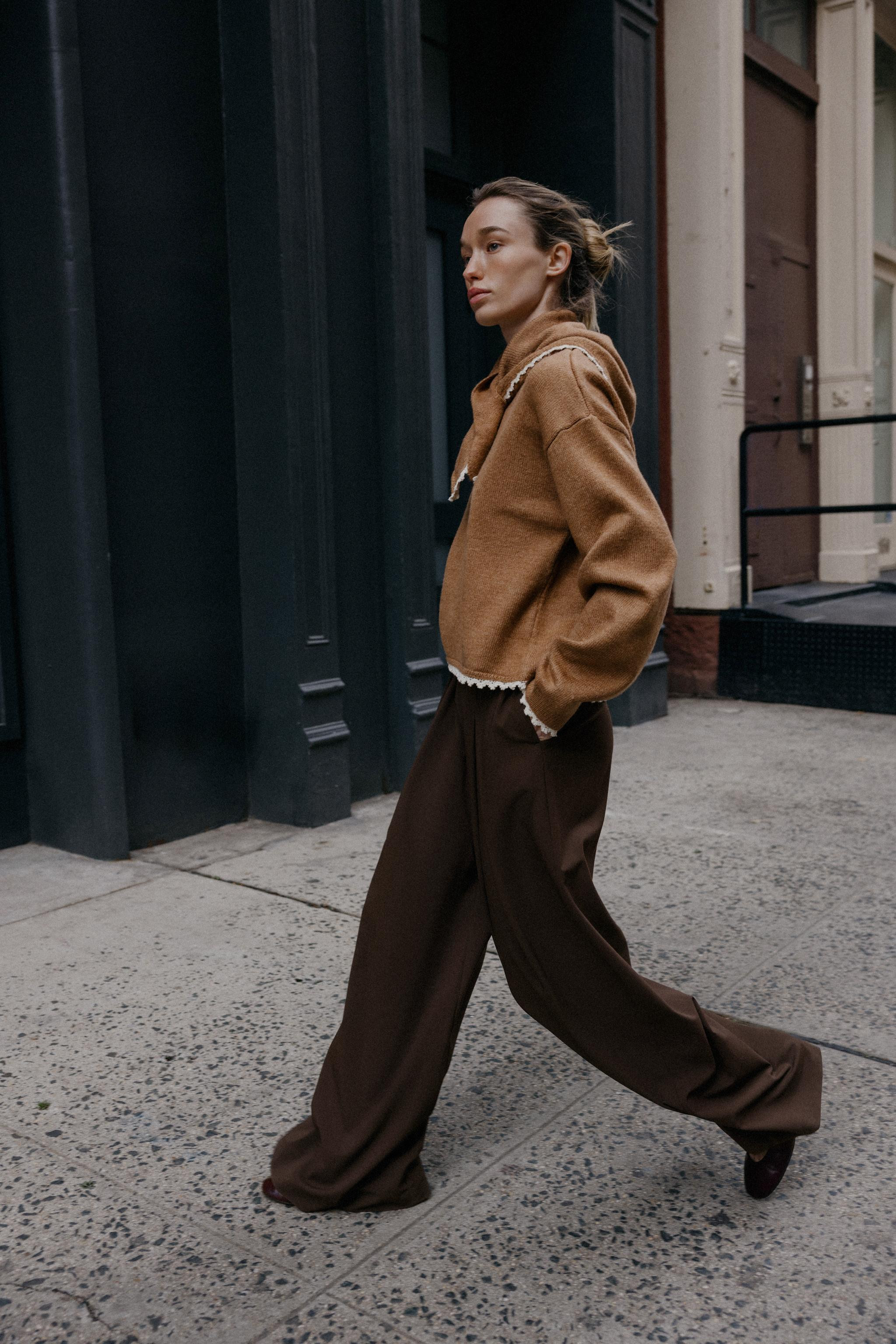 KNIT JUMPER WITH BANDANA AND LACE TRIM | Zara UK