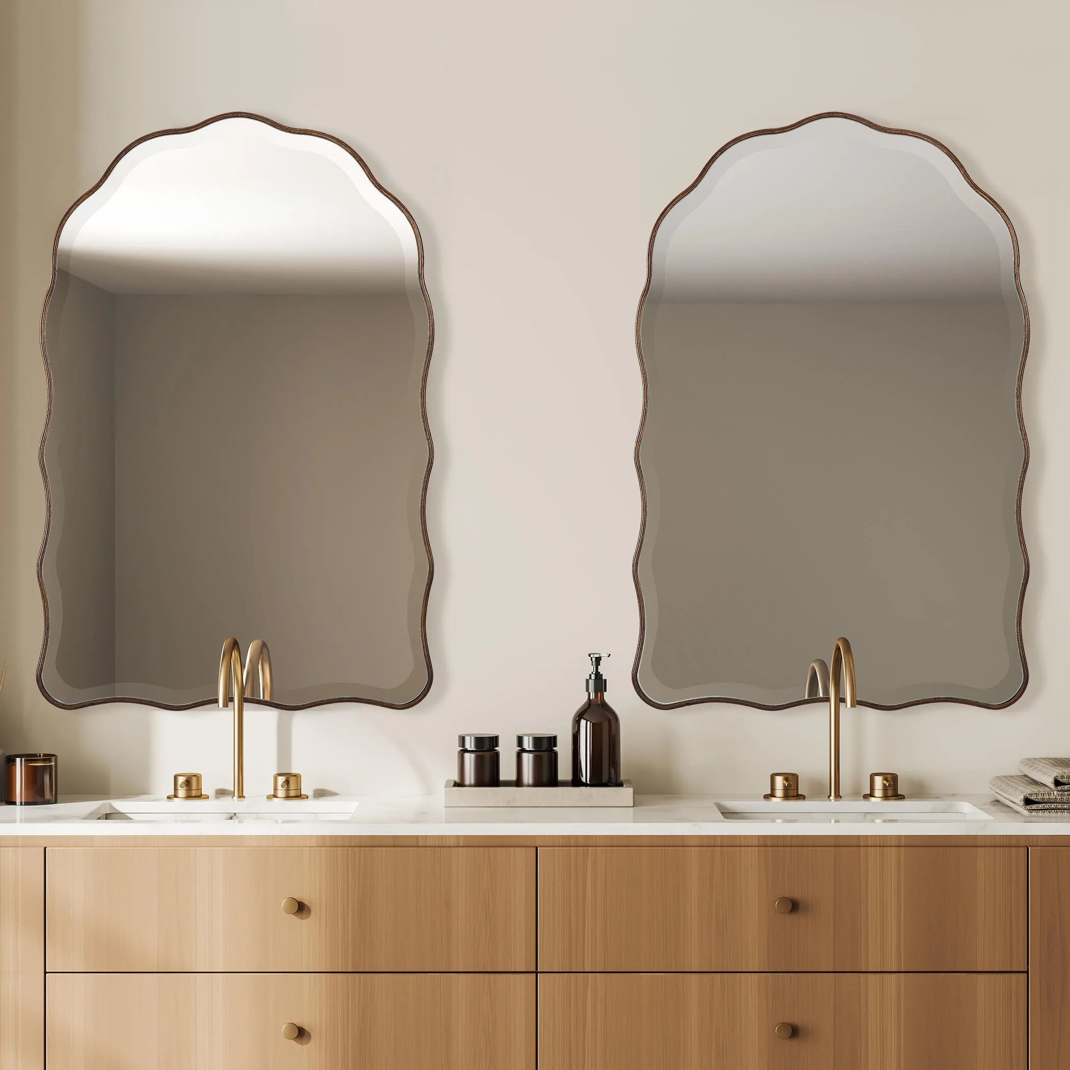 Exalted Living Scalloped Edges Wall Mirror, Bronze | Ashley