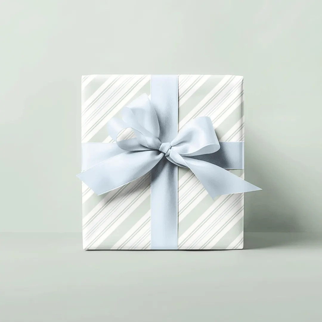 Candy Cane Stripe Sage & Blue Wrapping Paper, Gift Wrap, Modern Pastel Holiday, Elegant Christmas... | Etsy (US)