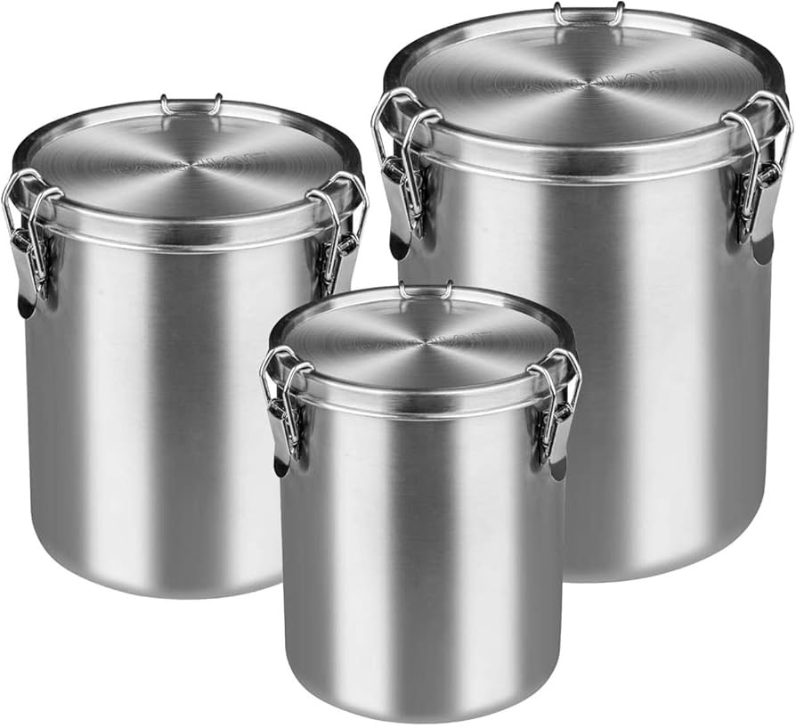 Compact Stainless Steel 100% Airtight Canisters Sets for Small Kitchens | Metal Food Storage Cont... | Amazon (CA)