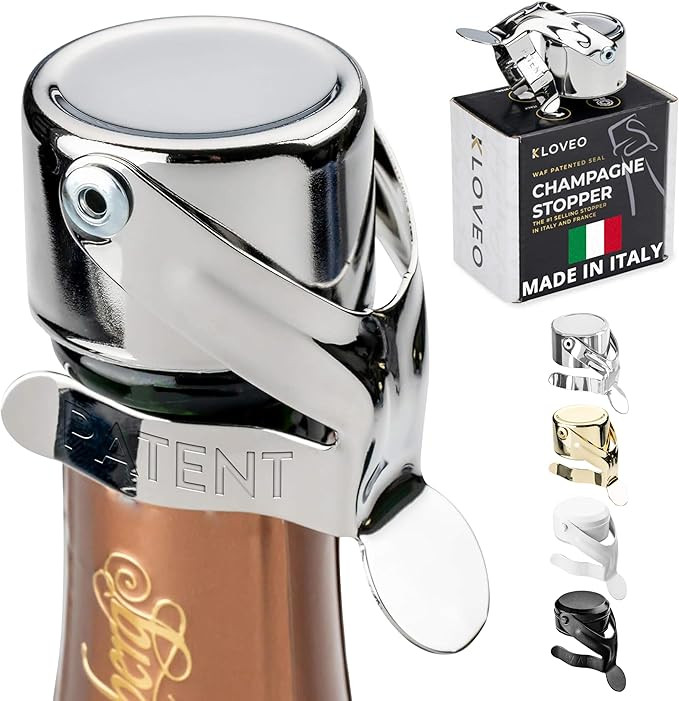 KLOVEO Champagne Stoppers - Patented Seal - Made in Italy - Professional Grade WAF Champagne Bott... | Amazon (US)