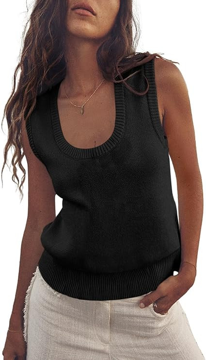 Saodimallsu Women's Ribbed Knit Sweater Vest | Amazon (US)