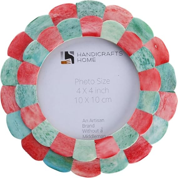 Handicrafts Home Photo Picture Frame - 4" x 4", Round Handmade Gift Photo Frames - Brown & White | Amazon (US)