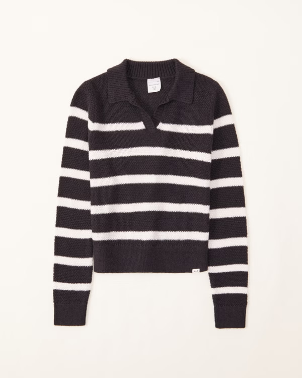 girls pattern johnny collar sweater | girls tops | Abercrombie.com | Abercrombie & Fitch (US)