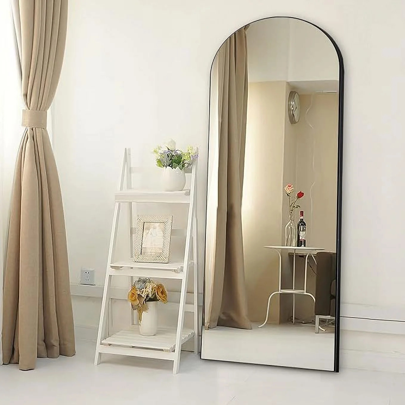 KDMLR Arched Full Length Floor Mirror 64"x21.1" Full Body Standing Mirror,Black | Walmart (US)