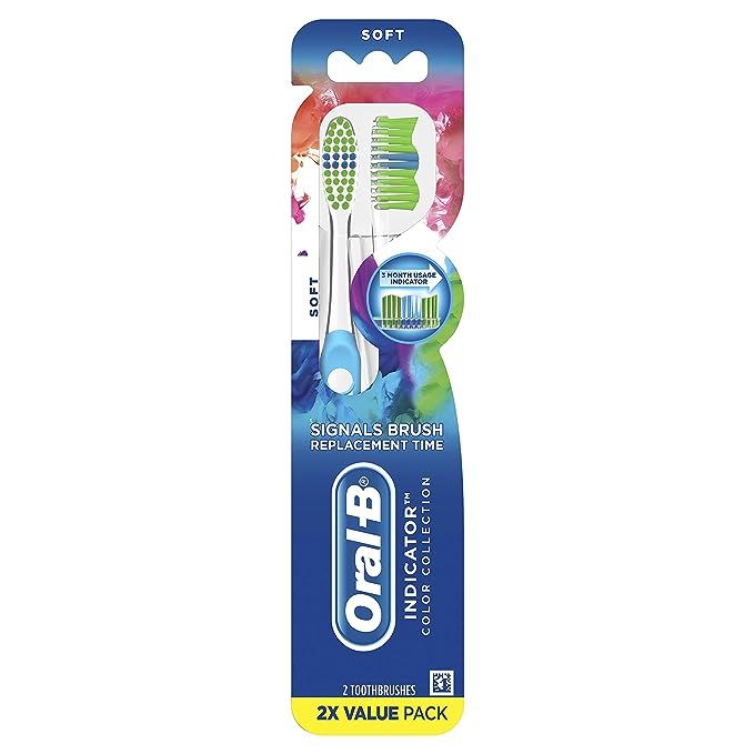 Oral-B Indicator Color Collection Manual Toothbrush, Soft, 2 Count | Amazon (US)