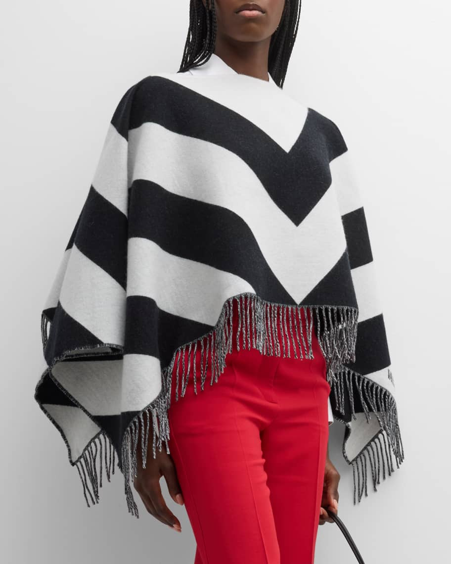 Valentino Garavani Chevron Stripe Wool-Cashmere Shawl | Neiman Marcus