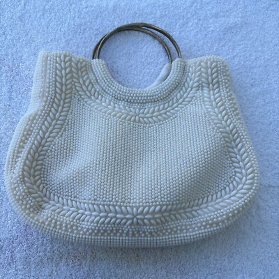 Nice White Vintage 50s-60s Bangle Wristlet Lucite Beaded Purse MCM Hong Kong  | eBay | eBay US