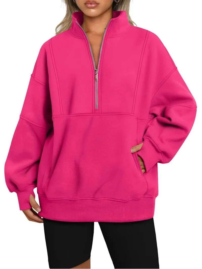 Charmo Women's Half Zip Oversized Sweatshirts Fleece Quarter Zipper Pullover Hoodies 2025 Mock Ne... | Walmart (US)