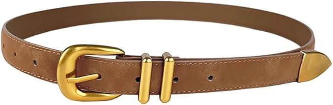 Womens Belts for Jeans Dresses Ladies Leather Waist Belt with Silver Buckle | Amazon (US)