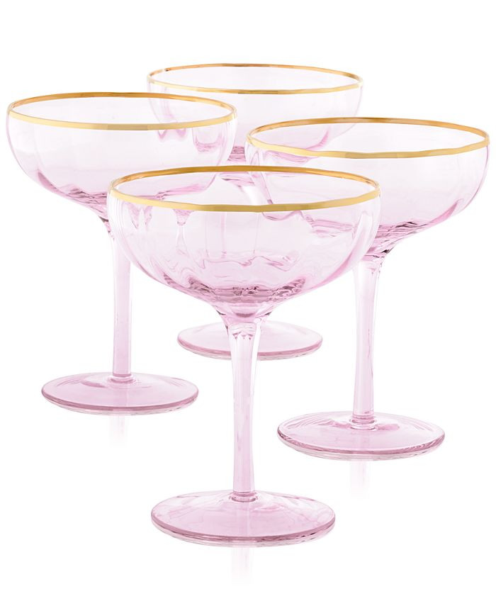 Martha Stewart Collection Blush Coupe Glasses, Set of 4, Created for Macy's & Reviews - Glassware... | Macys (US)