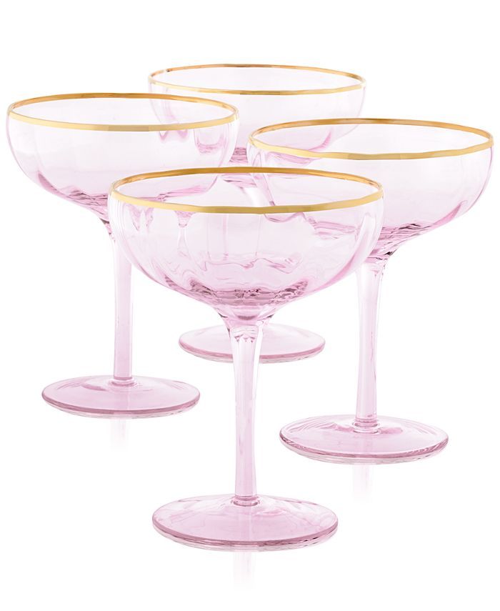 Martha Stewart Collection Blush Coupe Glasses, Set of 4, Created for Macy's & Reviews - Glassware... | Macys (US)