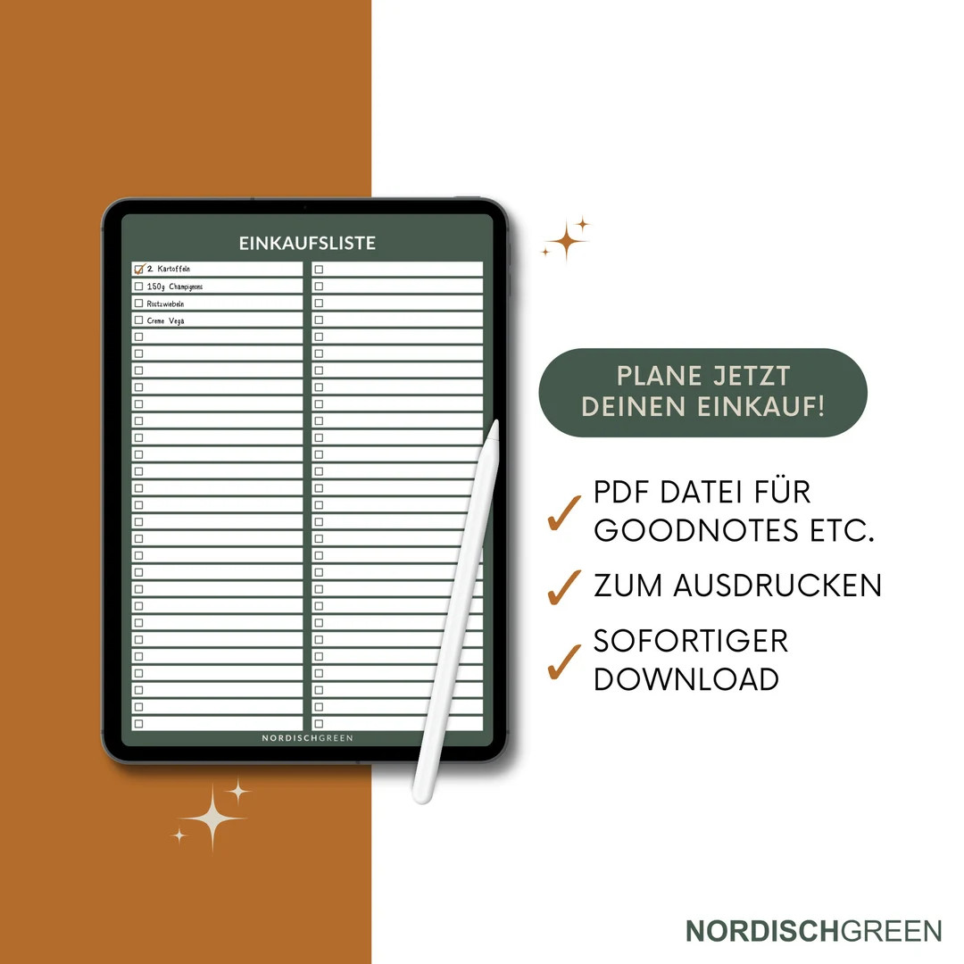 Digitale Einkaufsliste | Shopping List zum ausdrucken oder für GoodNotes | Etsy (DACH)