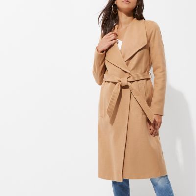 Camel belted robe coat | River Island (UK & IE)