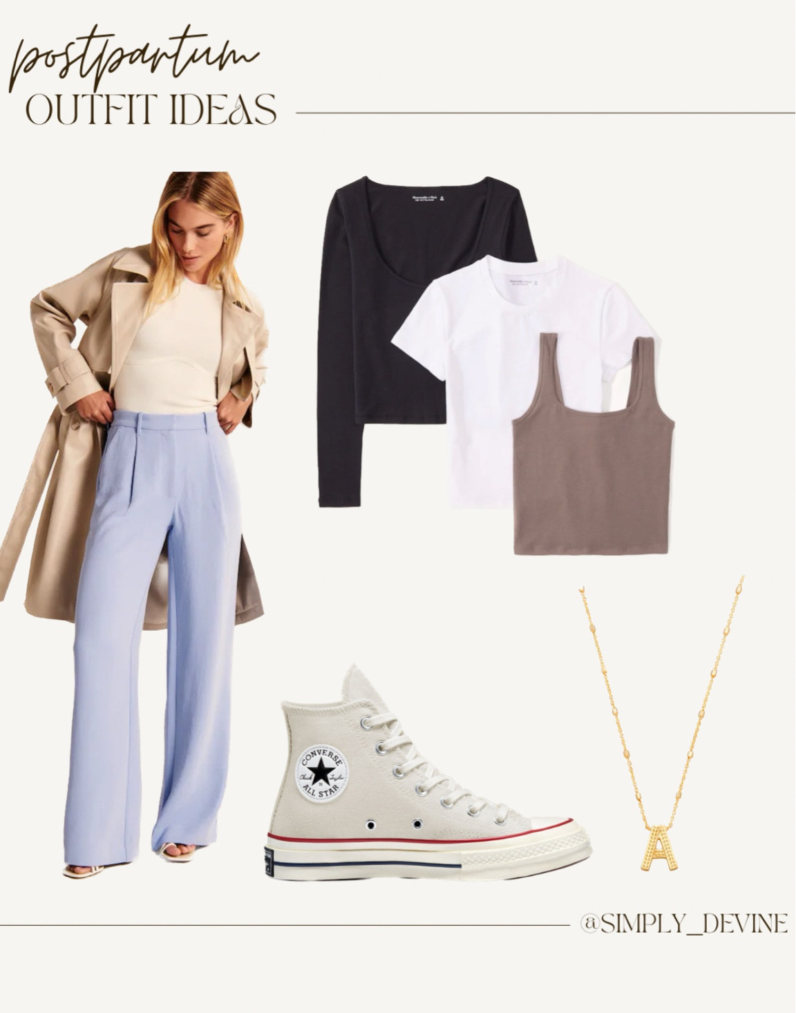 Postpartum outfit ideas. Wide legged pants. Converse. Spring outfit ideas. Abercrombie 

#LTKSeasonal #LTKunder100 #LTKFind