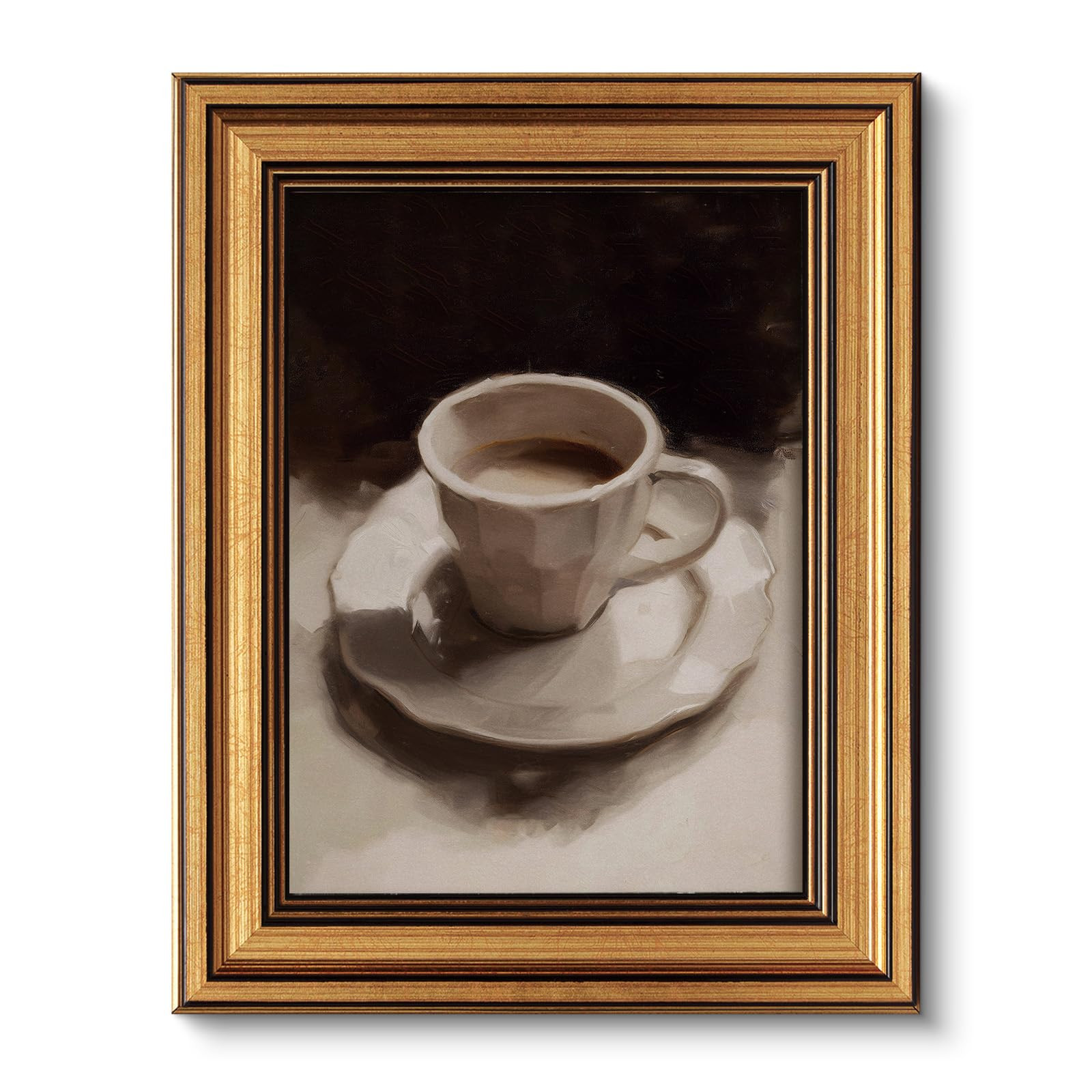 Amazon.com: ARPEOTCY Gold Framed Canvas Wall Art, 8x10inch, Coffee Cup Art Prints, Retro Neutral Decor for Coffee bar Kitchen Living Dining Room, Still Life Vintage Shelf Decor,Small: Posters & Prints | Amazon (US)