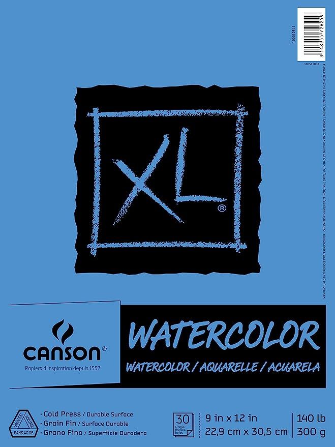 Canson (100510941) XL Series Watercolor Pad, 9" x 12", Fold-over cover, 30 Sheets | Amazon (US)