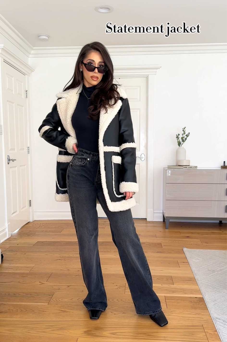 Shearling jacket #leatherjacket #sherlingjacket #zara #boohoo 