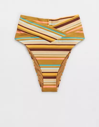 Aerie Crossover High Cut Cheeky Bikini Bottom | American Eagle Outfitters (US & CA)