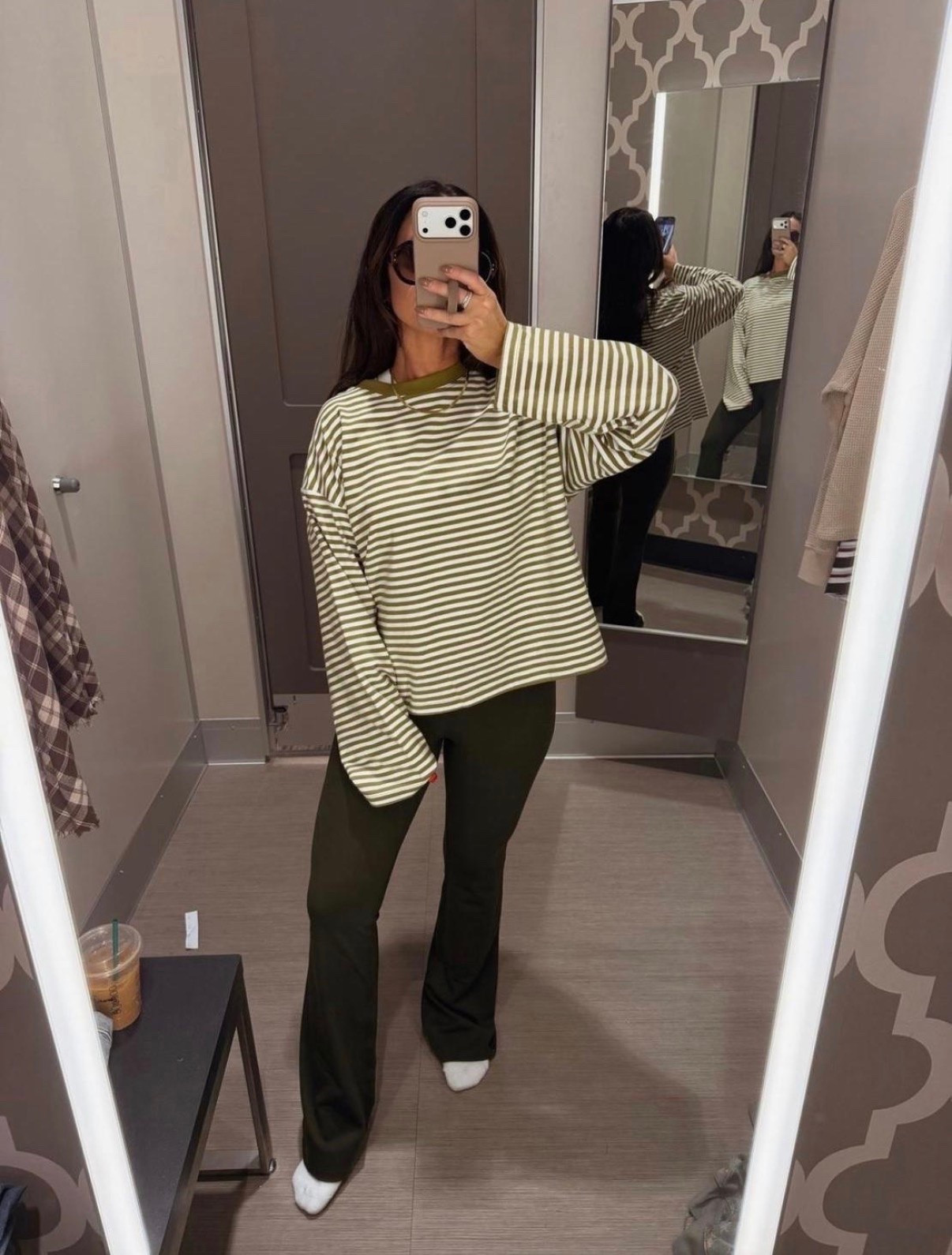 Oversized olive striped long sleeve 🫒🤍

#LTKootd #LTKgrwm #LTKmomlife
