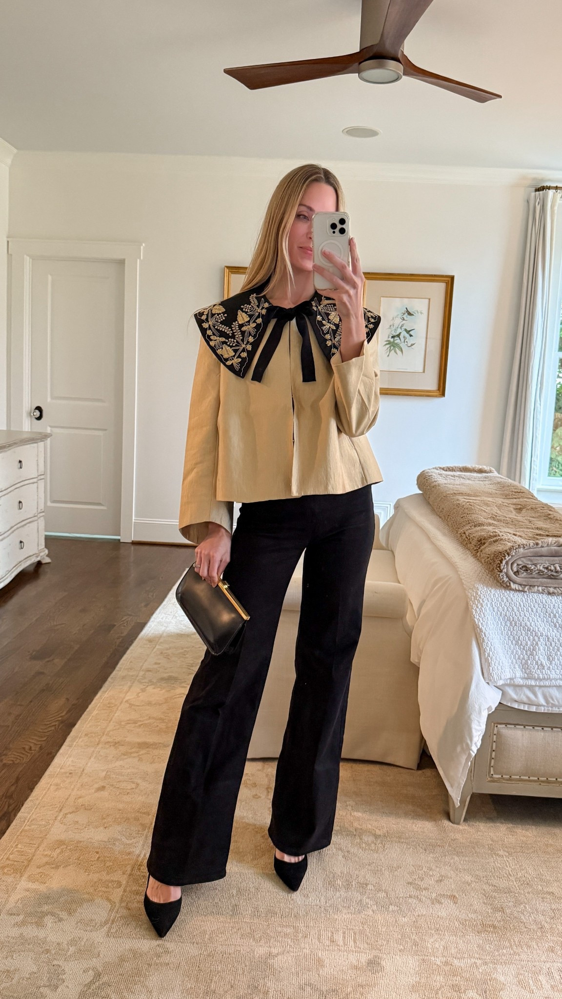 Jeans TTS (50% off today! Final sale, so linking on sale elsewhere too—wearing size 25), Ulla Johnson top on sale wearing size 2, heels run TTS. Clutch is old, similar linked. Jacket is a splurge by BODE (linking similar metallic/festive winter styles!). 

Holiday outfit, holiday party looks, holiday party outfit, Christmas outfit, sheer skirt, holiday top, Christmas outfit, Christmas outfits, Christmas party looks, winter night out

#LTKHoliday #LTKSeasonal