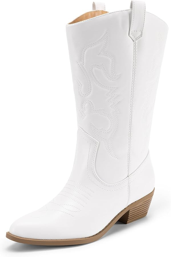 DREAM PAIRS Women's Cowboy Boots Pull On Cowgirl Boots Mid Calf Western Boots, Available in Regul... | Amazon (US)
