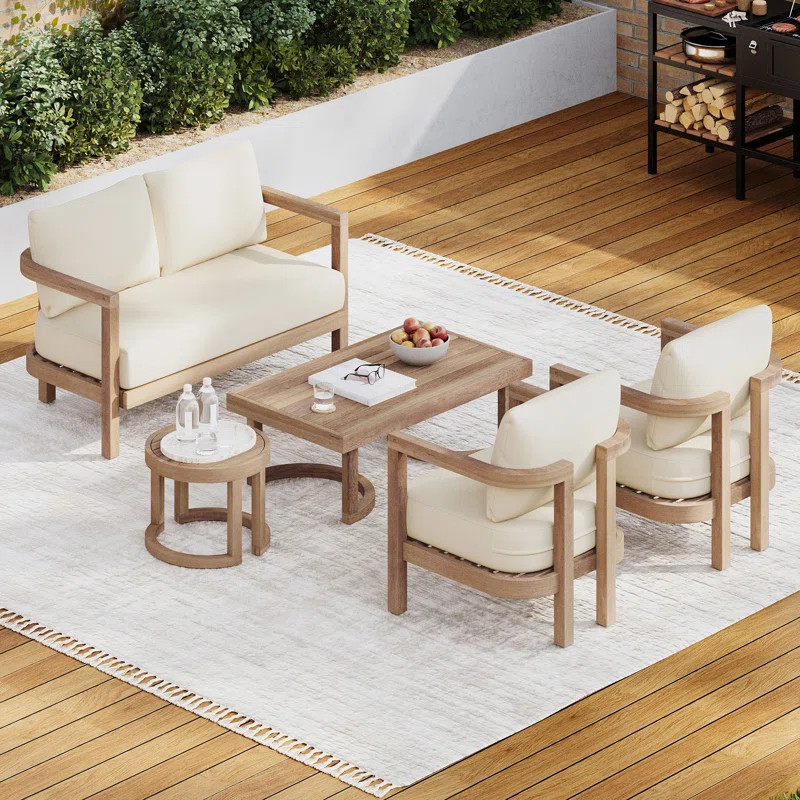 Trevohn 4 - Person Outdoor Seating Group with Cushions | Wayfair North America