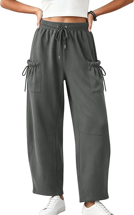 Women's Baggy Barrel Cargo Pants for Women Wide Leg Pocketed Sweatpants | Amazon (US)