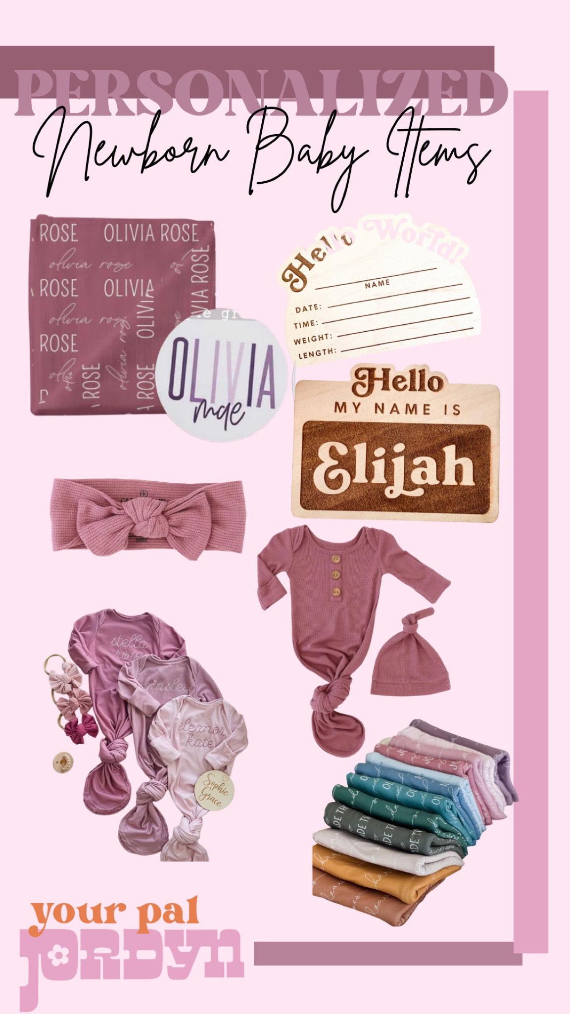 PERSONALIZED NAME BABY ITEMS: I brought most of these with me to the hospital as a fun way to announce baby’s name. You can get these items in a bunch of different color options and there’s matching mom robes!

Newborn baby items, personalized baby name items, swaddle, hospital items

#LTKbaby #LTKunder100 #LTKbump