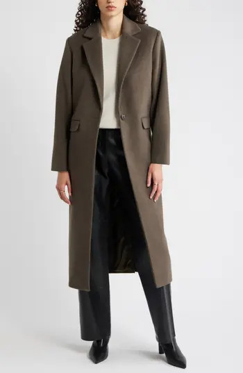 Nordstrom One-Button Wool Blend Coat in Olive Sarma at Nordstrom Rack, Size Small | Nordstrom Rack