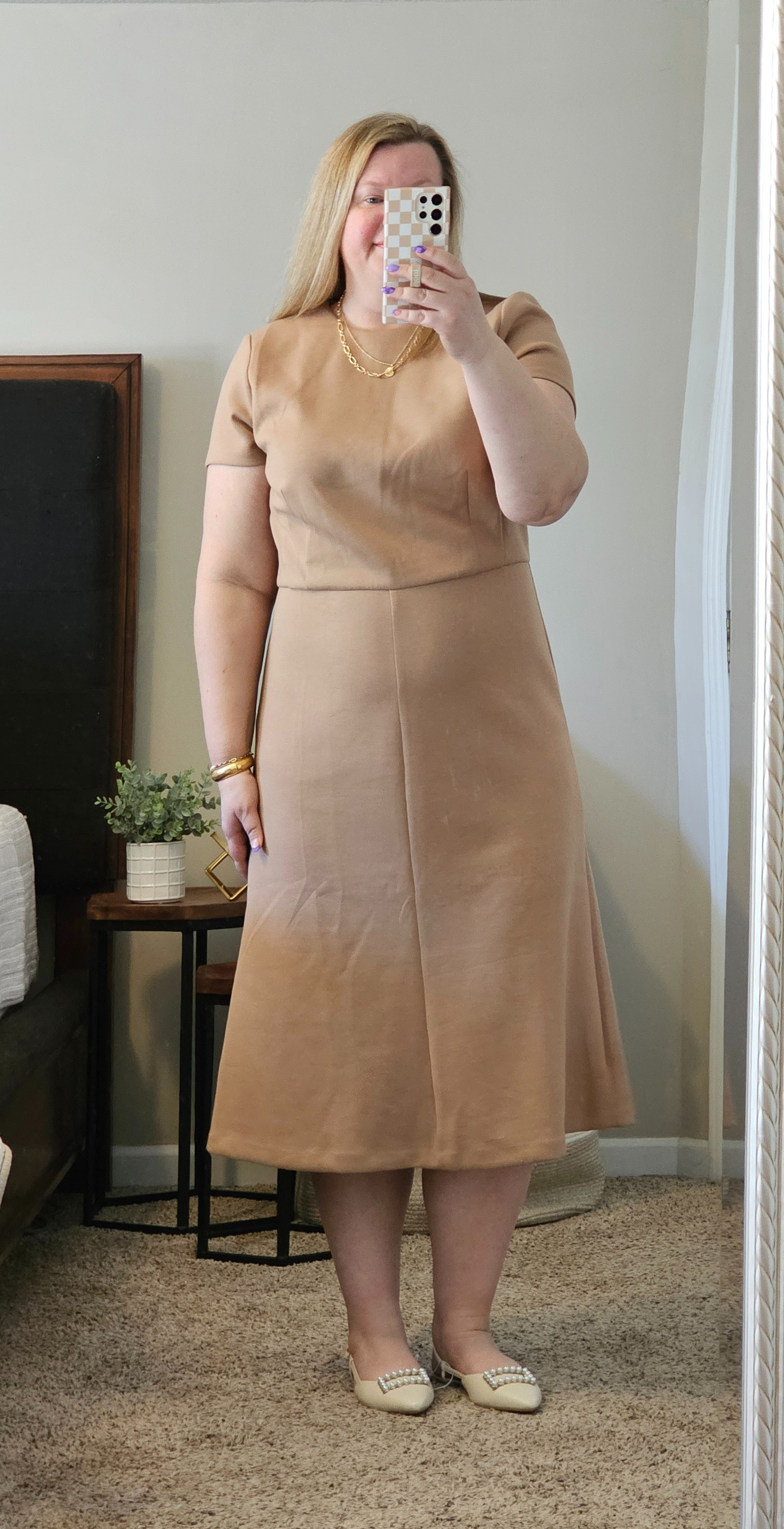 This is the perfect neutral work dress.  The double knit material has the right amount of stretch and comfort.  Wearing an 18.

#LTKworkwear #LTKover40 #LTKmidsize