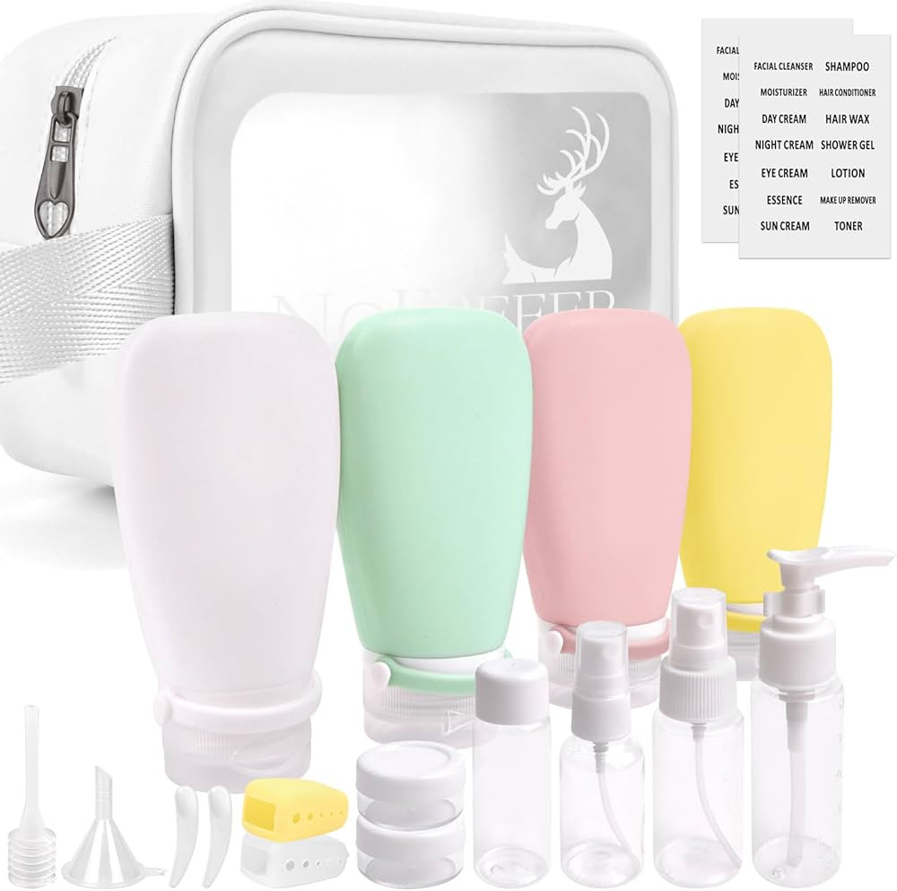 Noideeer 18 Pcs Travel Bottles Set for Toiletries, TSA Approved Travel Size Containers with Banda... | Amazon (US)