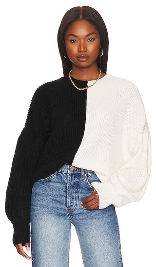 Half & Half Sweater in Black & Winter White | Revolve Clothing (Global)