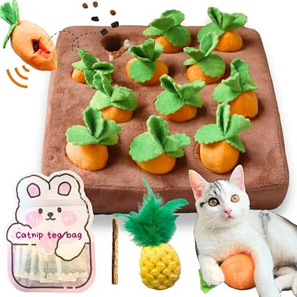 Carrot Catnip Cat Toys, Interactive Feather Cat Toys for Indoor Cats, Cat Puzzle Toys for Boredom... | Amazon (US)