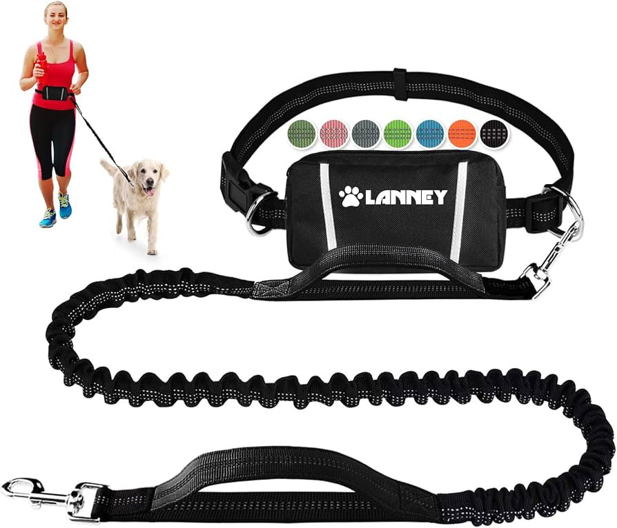 Hands Free Dog Leash, Waist Running Leash with Zipper, Walking Pouch for Medium Large Dogs, Dual ... | Amazon (US)