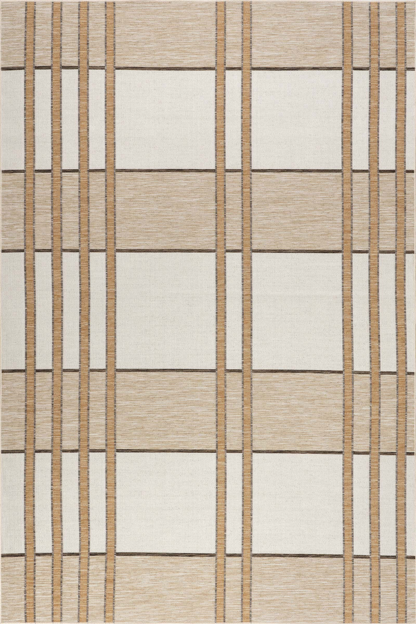 Dylan Chunky Plaid Indoor/Outdoor Rug | Beige | Rugs USA