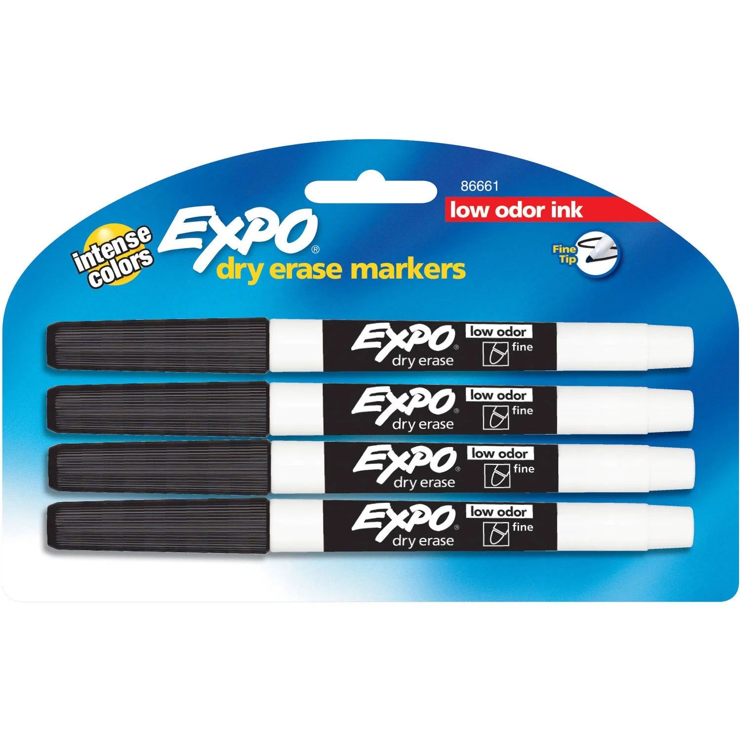 EXPO Low Odor Dry Erase Markers, Fine Point, Black, 4 Count | Walmart (US)