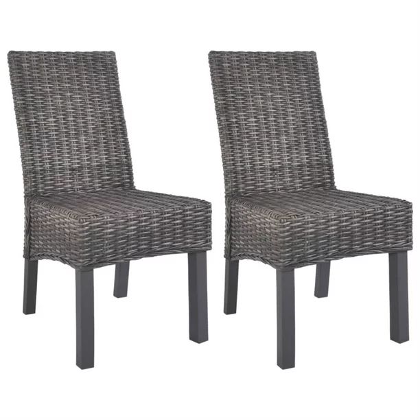 vidaXL Dining Chairs 2 pcs Brown Kubu Rattan and Mango Wood - Walmart.com | Walmart (US)