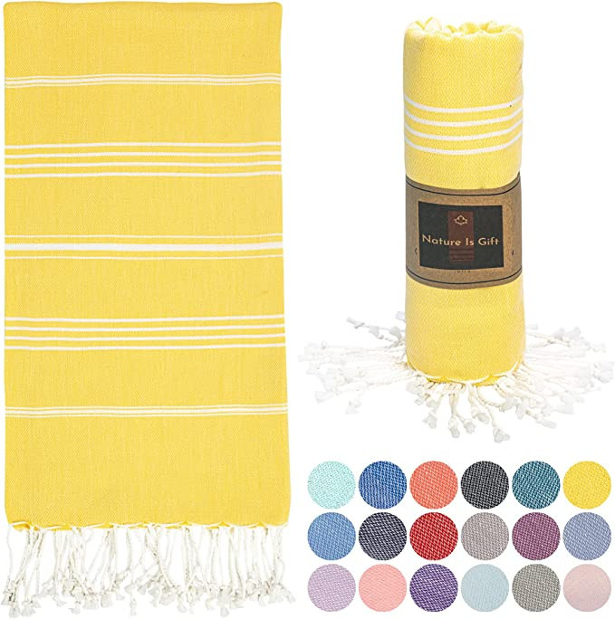 NATURE IS GIFT Turkish Beach Towel | 100% Cotton, Prewashed, 38 x 70 Inches | Quick Dry, Sand Fre... | Amazon (US)