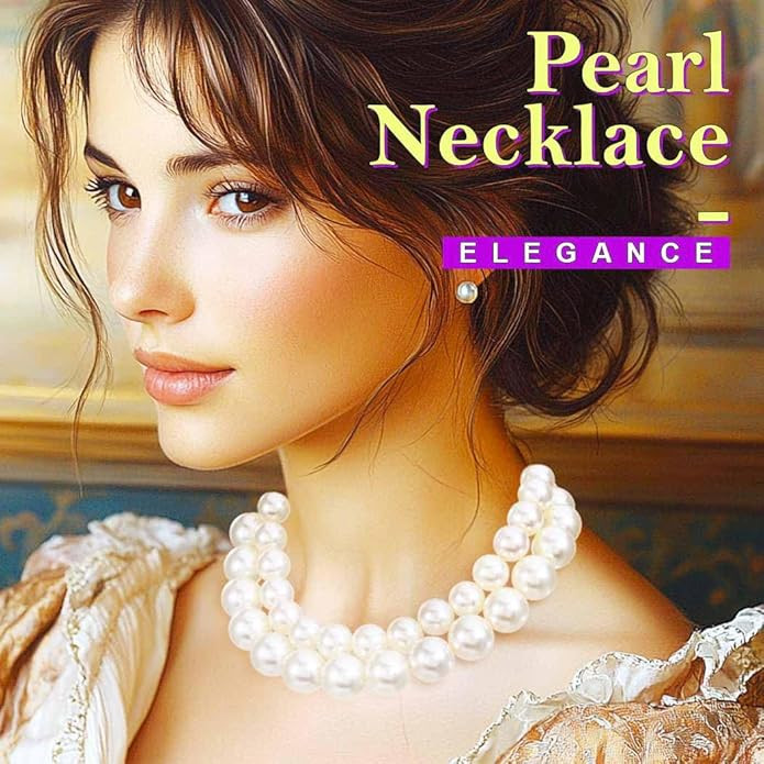 Zoestar Chunky Pearl Choker Necklace Big White Layered Accessories for Women | Amazon (US)