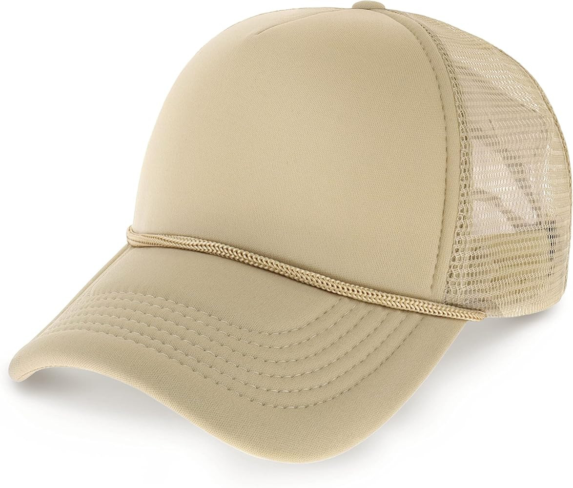 Classic Foam Trucker Hat Summer Mesh Rope Cap Solid Two Toned Blank Hat for Mens Womens Adjustable Strap Light Weight | Amazon (US)