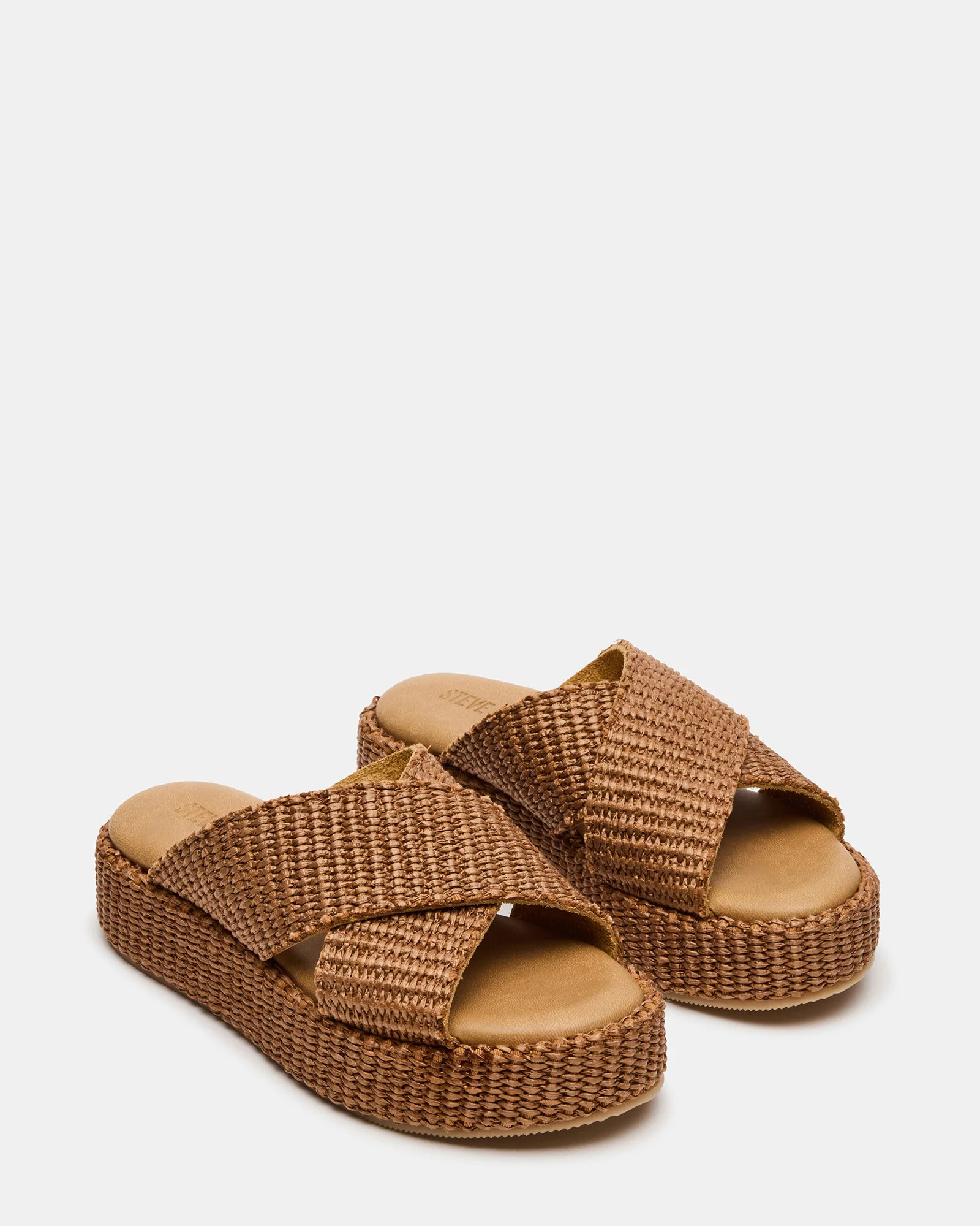TULUM Brown Raffia Platform Flatform Women's Sandal | Steve Madden (US)