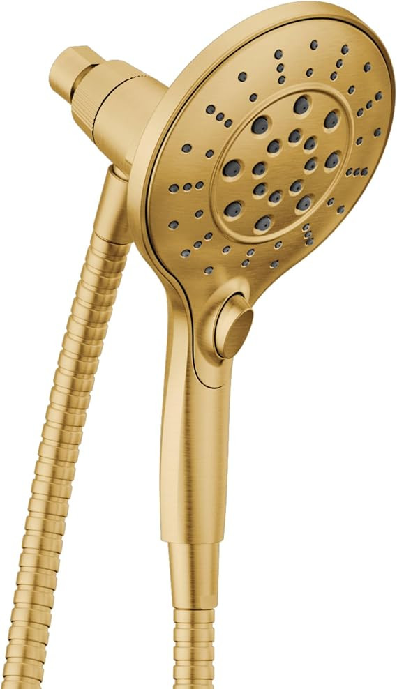 Moen Engage Magnetix Brushed Gold Six-Function 5.5-Inch Wide Handheld Showerhead with Magnetic Do... | Amazon (US)