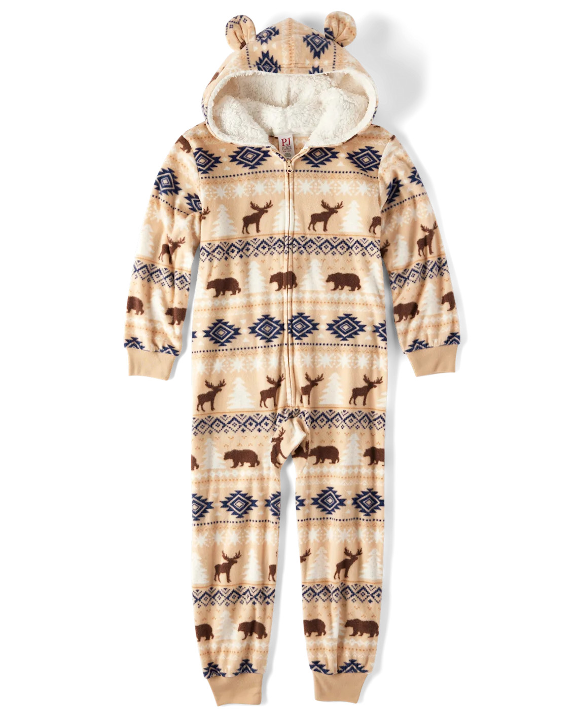 Unisex Kids Matching Family Bear Fairisle Microfleece Hooded One Piece Pajamas - brown | The Children's Place