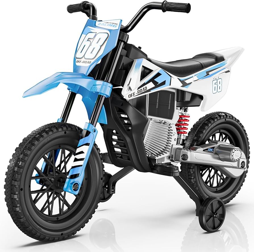 S6 12V Kids Motorcycle, 2x25W Ride on Electric Bike, Equipped with Safety Training Wheels, Self-C... | Amazon (US)