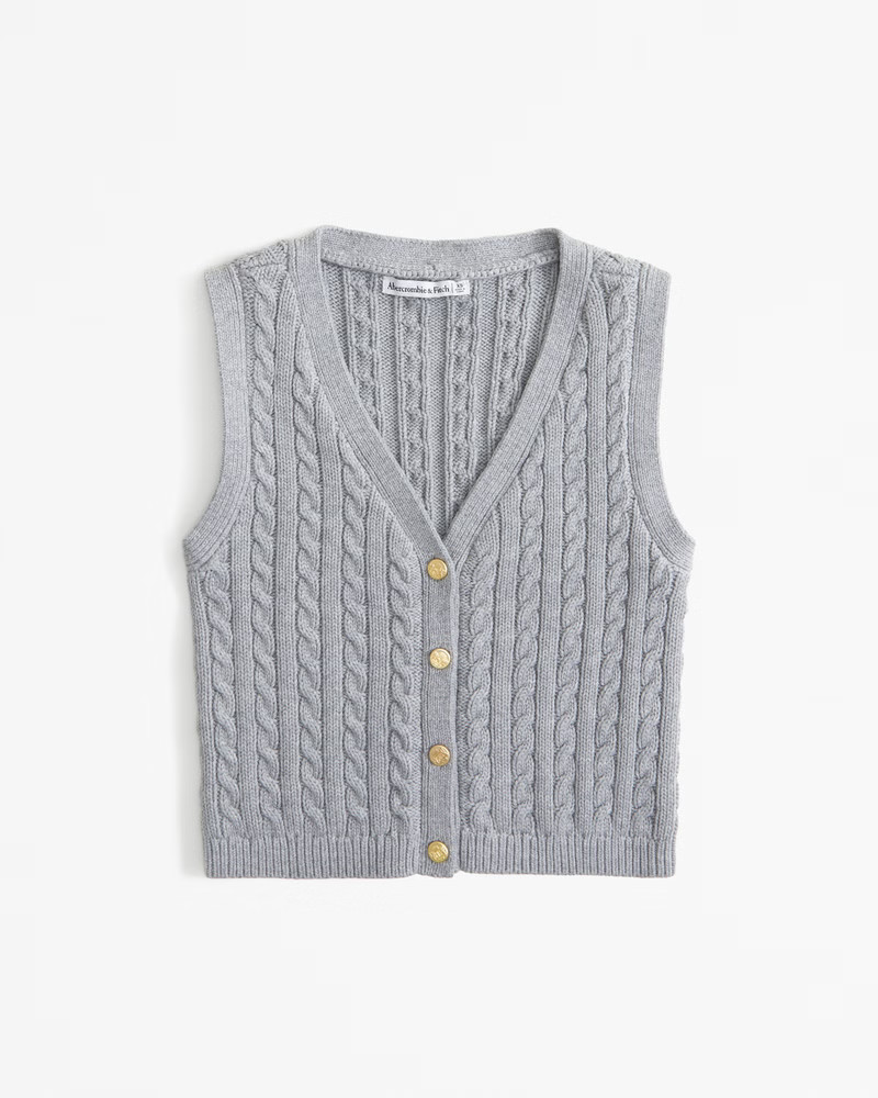 The A&F Mara Cable Button-Up Sweater Vest | Abercrombie & Fitch (US)