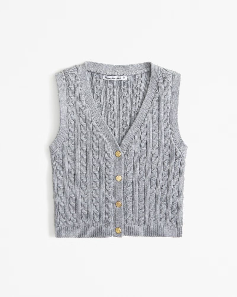Cable Button-Up Sweater Vest | Abercrombie & Fitch (US)