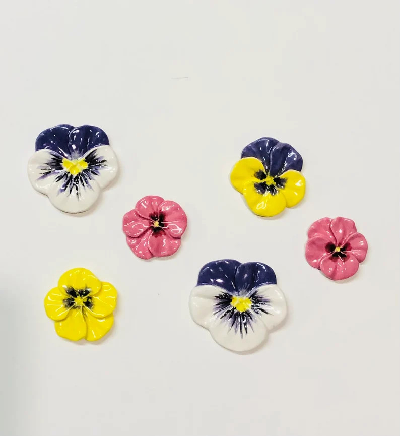 Beautiful Pansy Ceramic Tiles - Etsy | Etsy (US)