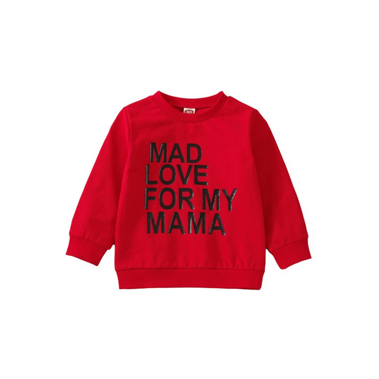 Valentines Days Toddler Boys Girls T Shirts Letter Printing Long Sleeve Pullover Red Sweatshirt T... | Walmart (US)
