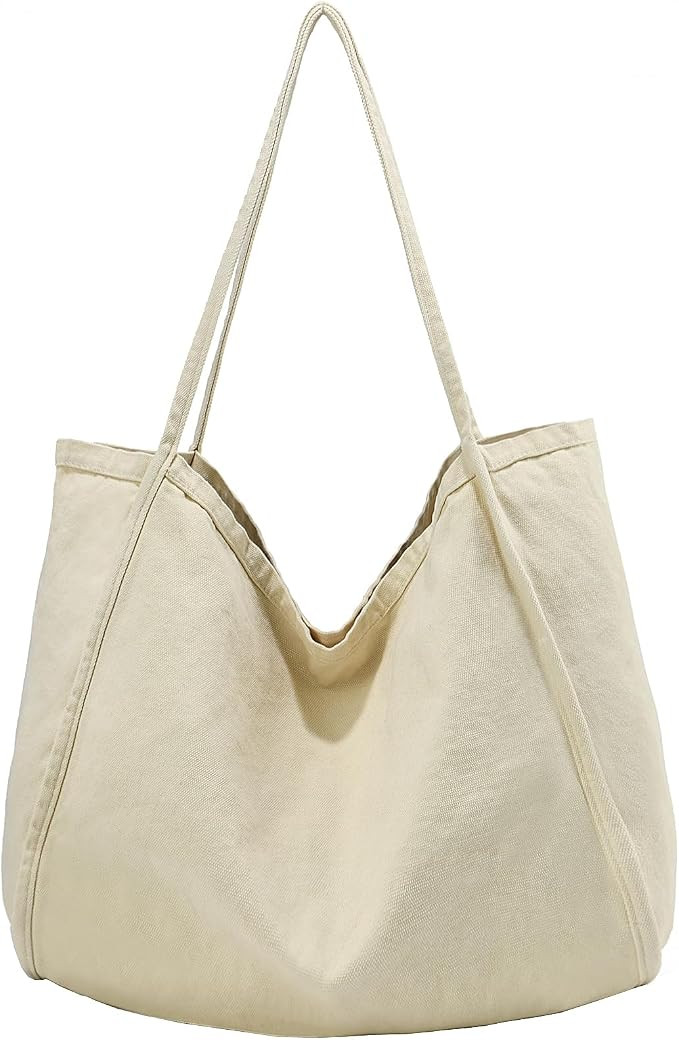 ALUDAPIJU Casual Canvas Tote Bag for Women Large Slouchy Hobo Shoulder Bag for Work Travel Tote P... | Amazon (US)